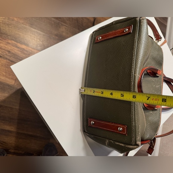 👜 Dooney & Bourke Pebble Leather Dome Satchel (Olive/Russet) purse handbag as is - Picture 6 of 16